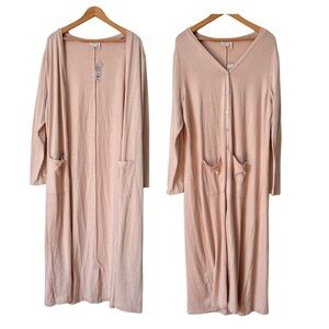 NWT Simple by Suzanne Betro Floor Length Button Down Sweater Duster, Pockets, 1X